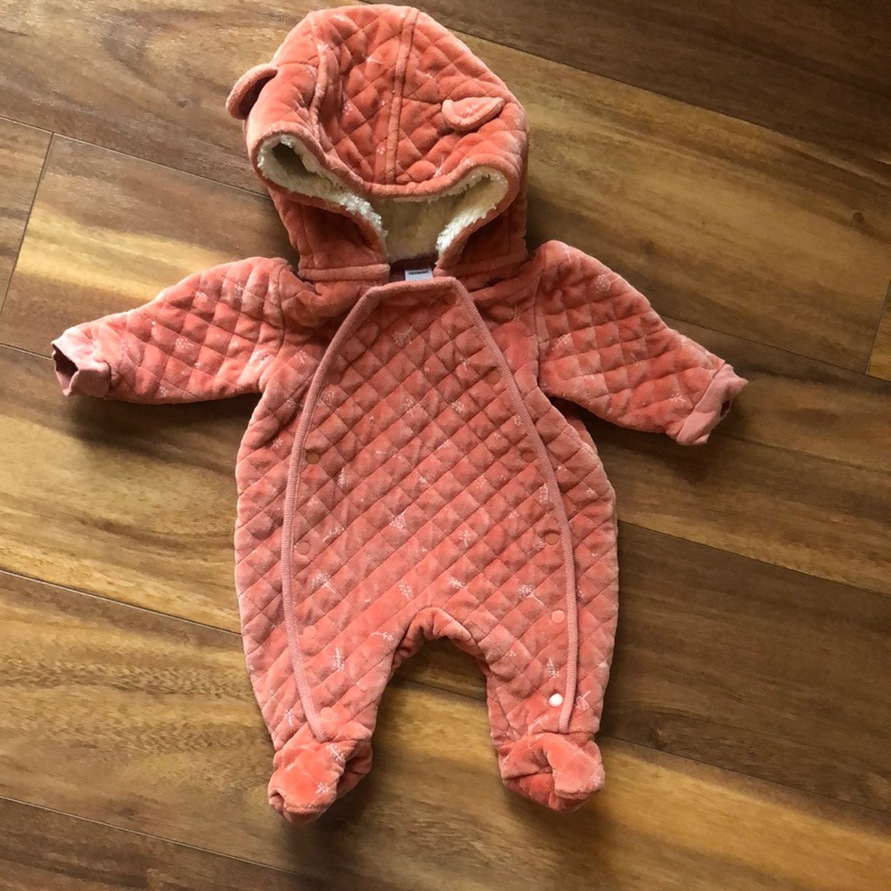 Nordstrom Baby Bunting Coral Res Velour